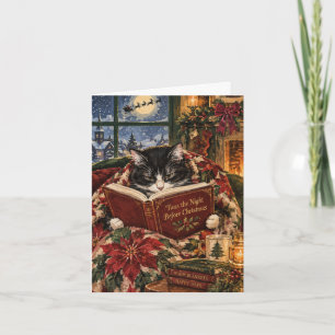 Gemütliche Weihnachtskatze Weihnachtskarte Smoking Karte