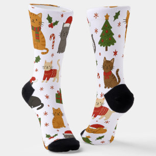 Gemütliche Weihnachtskatzenklatschen Muster Socken