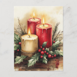 Gemütliche Weihnachtskerzen Feiertagspostkarte