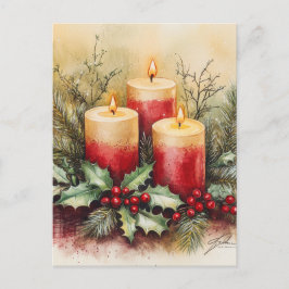 Gemütliche Weihnachtskerzen Feiertagspostkarte