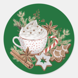Gemütliche Weihnachtsleckereien Runder Aufkleber