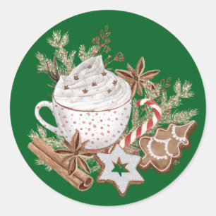 Gemütliche Weihnachtsleckereien Runder Aufkleber