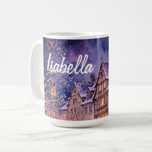 Gemütliche Weihnachtsmarkt-Lichter - Personalisier Kaffeetasse