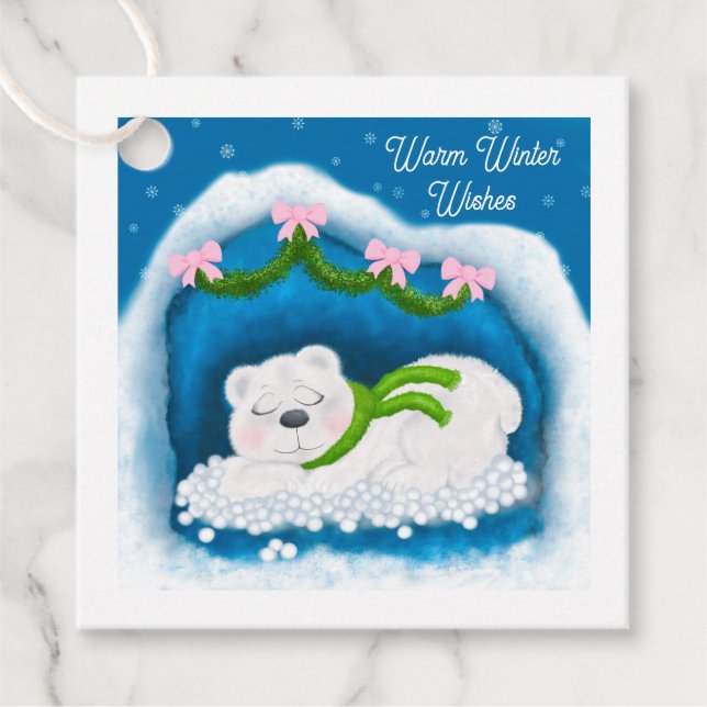 Gemütliche Weihnachtsschlafen Polar Bären Höhle Ge Geschenkanhänger (Vorderseite)