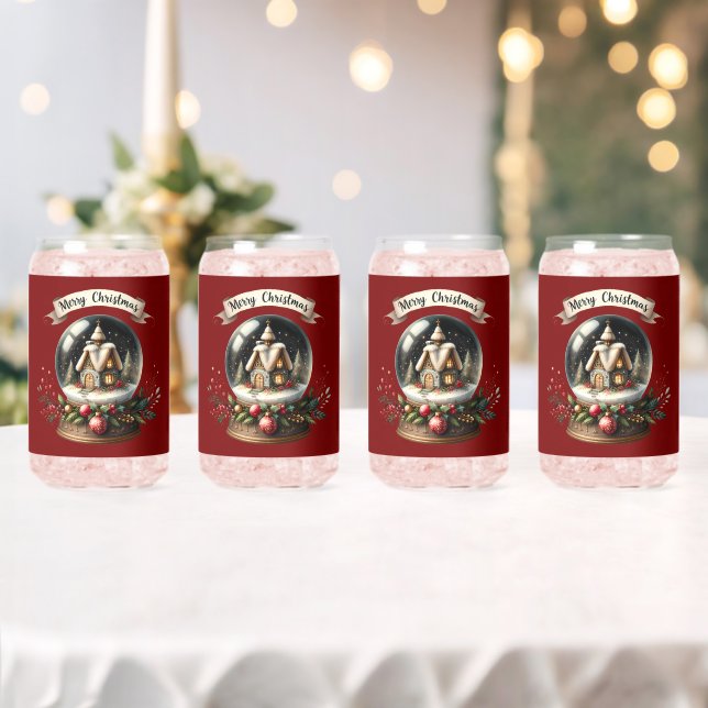 Gemütliche Weihnachtsschneeglobe-Hütte-Szene Dosenglas (Insitu (Hochzeit))