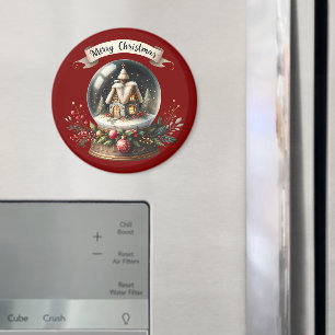 Gemütliche Weihnachtsschneeglobe-Hütte-Szene Magnet