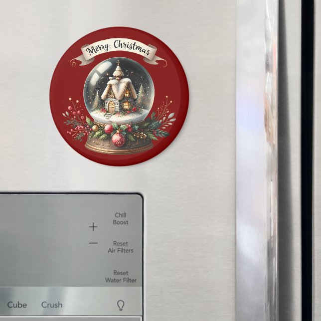 Gemütliche Weihnachtsschneeglobe-Hütte-Szene Magnet (In Situ (Kühlschrank))