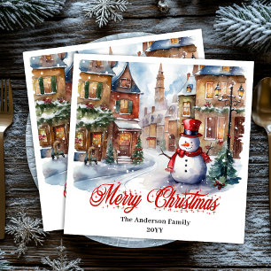 Gemütliche Weihnachtsszene Serviette Wasserfarbe f