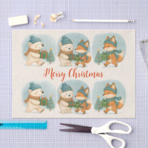 Gemütliche Weihnachtstiere Tissue-Papier Seidenpapier
