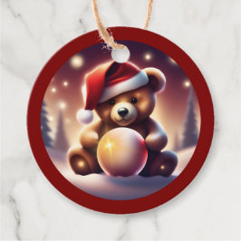 Gemütliche Weihnachtszeit Teddy Snowball TWArt Geschenkanhänger