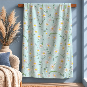 Gemütliche weiße Daisy Pastell Blau Salbei Wurfdec Sherpadecke