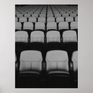 GEMÜTLICHE, WEISSE UND SCHWARZE THEATERSTÜHLE MIT  POSTER