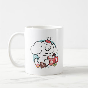 Gemütliche Welpenträume - heiße Schokolade und Wei Kaffeetasse