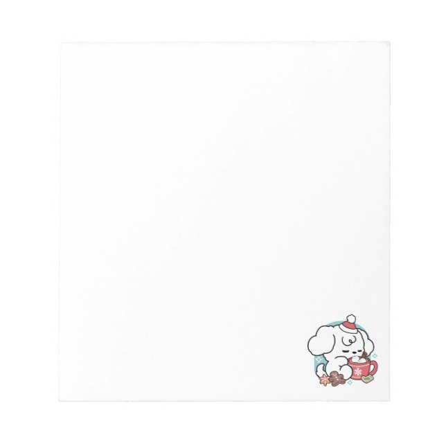Gemütliche Welpenträume - heiße Schokolade und Wei Notizblock (Vorderseite)