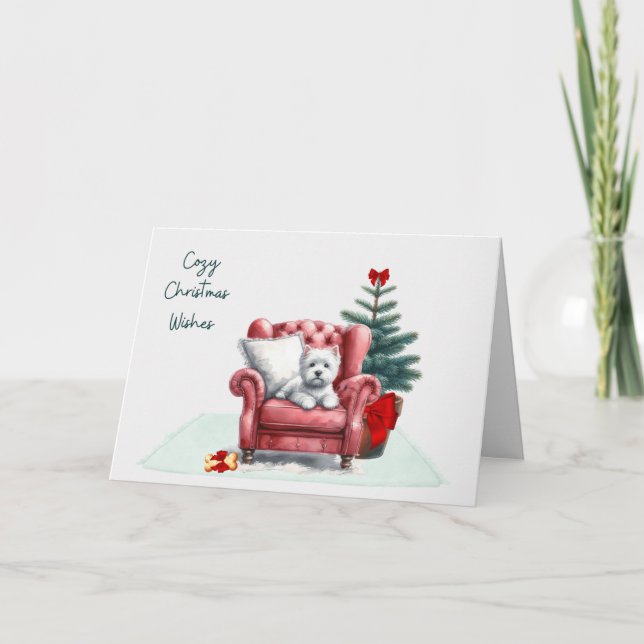 Gemütliche Westie-Weihnachtskarte Karte (Vorderseite)