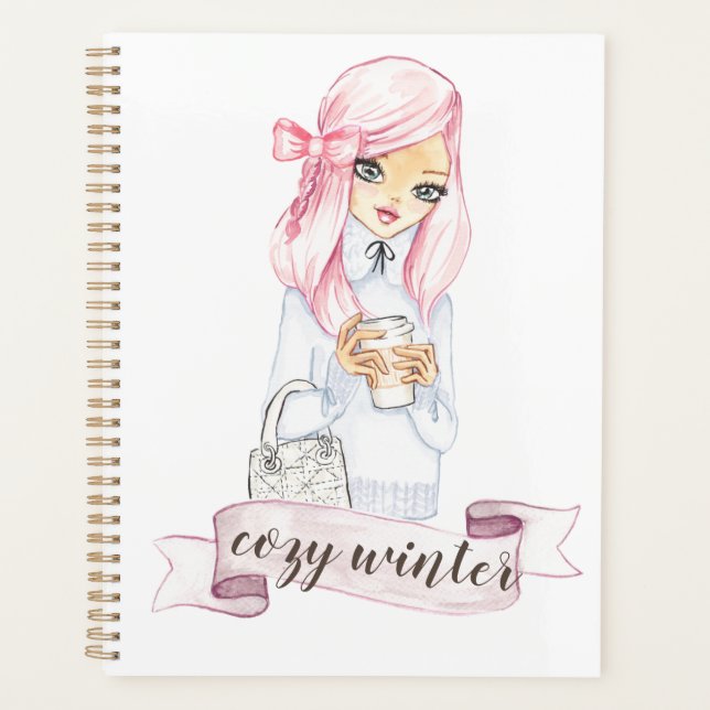 gemütliche Winter Blogger Girl-Planer und Kalender Planer (Vorderseite)