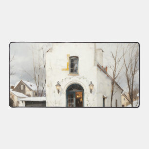 Gemütliche Winter-Cottage-Schreibtischunterlage Schreibtischunterlage