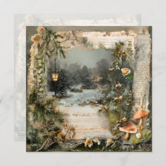 Gemütliche Winter Deep CottageCore Scrapbook Seite Einladung