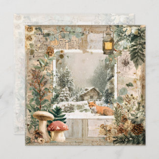 Gemütliche Winter Deep CottageCore Scrapbook Seite Einladung