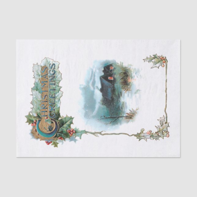 Gemütliche Winter-Hütte und Verzierte Weihnachtsgr Seidenpapier (Vorderseite)