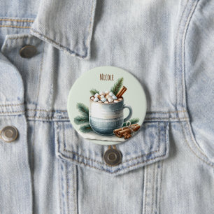 Gemütliche Winter-Kakao-Marshmallow-Szene Button