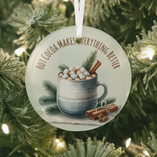 Gemütliche Winter-Kakao-Marshmallow-Szene Ornament Aus Glas