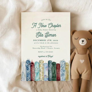 Gemütliche Winter-Neuanfang-Buch-Baby-Party Einladung