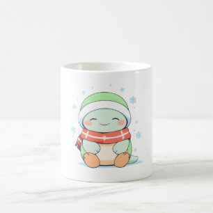 Gemütliche Winter-Schildkröte mit Schal Kawaii-Des Kaffeetasse