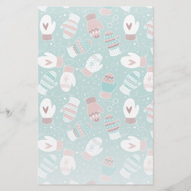 Gemütliche Winter Weihnachten Mittens Muster in Mi Briefpapier (Vorderseite)