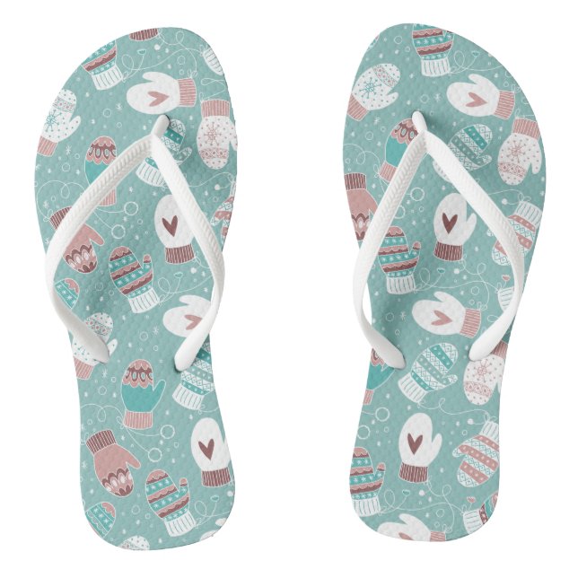 Gemütliche Winter Weihnachten Mittens Muster in Mi Flip Flops (Fußbett)