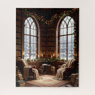 Gemütliche Winterbibliothek mit Holiday Garland un