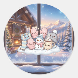 Gemütliche Winterfreunde Aufkleber