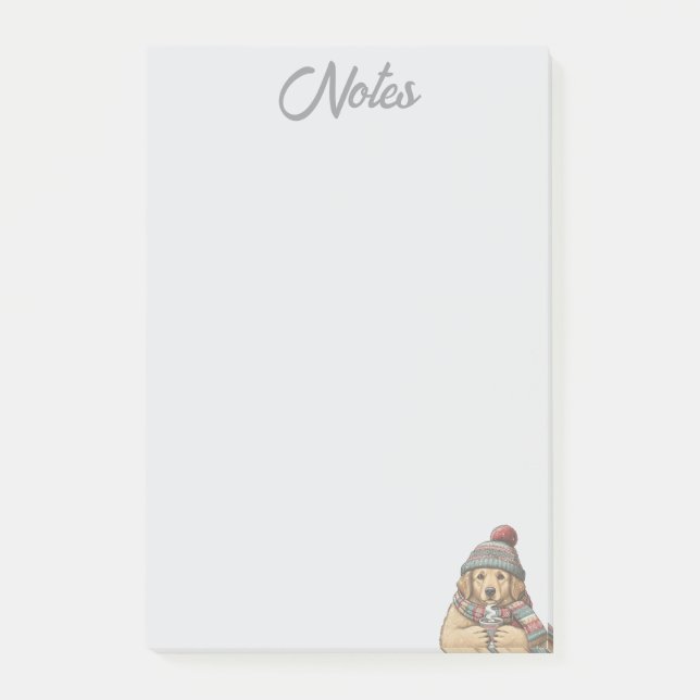 Gemütliche Winterhund-Notizen Post-it Klebezettel (Vorderseite)