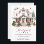 Gemütliche Winterhütte Weihnachts-Party Einladung<br><div class="desc">Gemütliche Winter Zuhause Weihnachten Party Einladung - mit einem festlichen,  Aquarellbauernhaus,  das während der Ferienzeit komplett ausgekleidet ist. Weihnachts-Party Einladung zeigt hübsche Skripttypografie.</div>