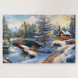 Gemütliche Winterhüttenlandschaft