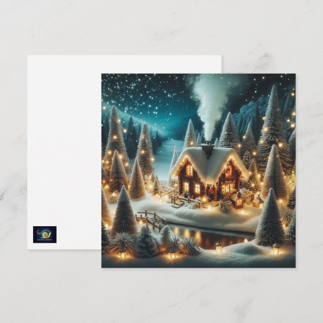Gemütliche Winterkabine Weihnachtskarte Feiertagskarte (Vorne/Hinten)