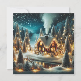 Gemütliche Winterkabine Weihnachtskarte Feiertagskarte