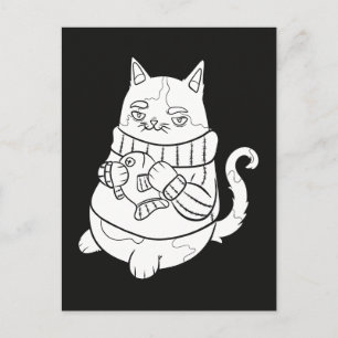 Gemütliche Winterkatze Postkarte
