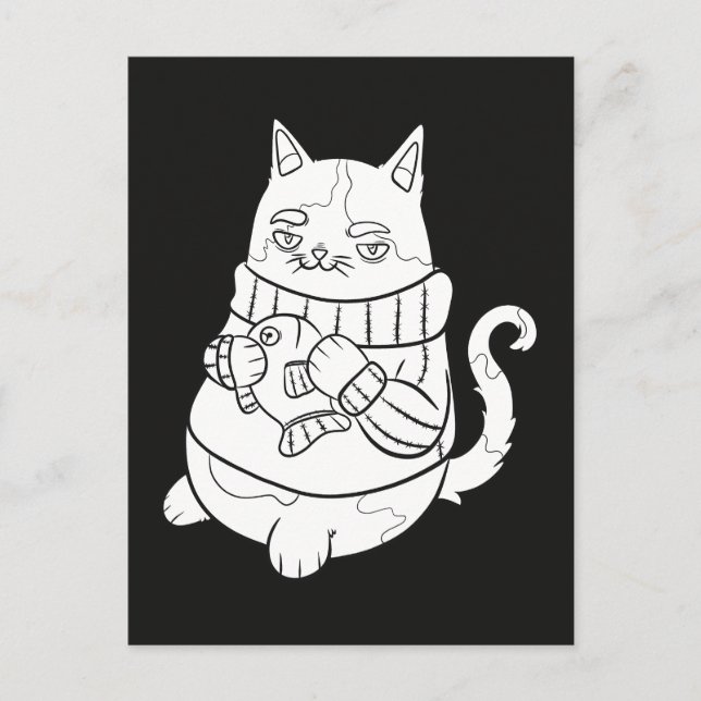 Gemütliche Winterkatze Postkarte (Vorderseite)