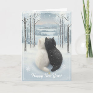 Gemütliche Winterkatzen „Frohes Neues Jahr“ gefalt Karte