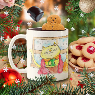 Gemütliche Winterkatzen-Tasse von Nicole Janes Kaffeetasse