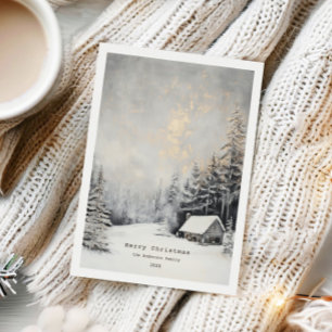 Gemütliche Winterlandschaft Weihnachtskarte Feiertagskarte