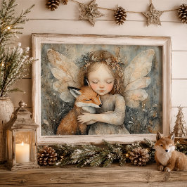 Gemütliche Wintermühle & Fuchs | Whimsical Woodlan Poster