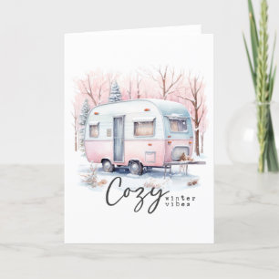 Gemütliche Winterstimmung, Vintage-Camper-Urlaubsg Feiertagskarte