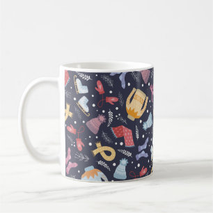 Gemütliche Wintertöne auf blauem Hintergrund. gego Kaffeetasse