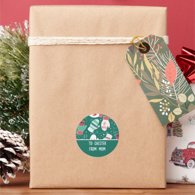 Gemütliche Winterweihnachtszittern im Grünen Runder Aufkleber (Feiertag)