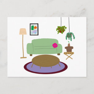 Gemütliche Wohnzimmer-Pflanzenliebhaber-Homedekora Postkarte