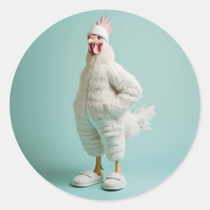 Gemütlicher Anthropomorpher Hühnerfurry Anzug Slip Runder Aufkleber