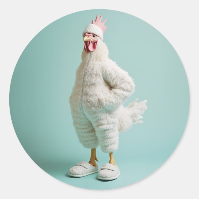 Gemütlicher Anthropomorpher Hühnerfurry Anzug Slip Runder Aufkleber (Vorderseite)