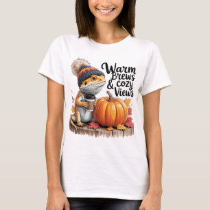 Gemütlicher, bärtiger Drache mit Kaffee T-Shirt